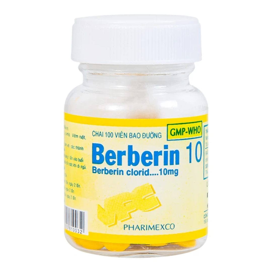 1267. Berberin 10Mg - (Berberin 10mg) - [Thùng 200 chai; chai 100 viên] Cửu Long - Việt Nam