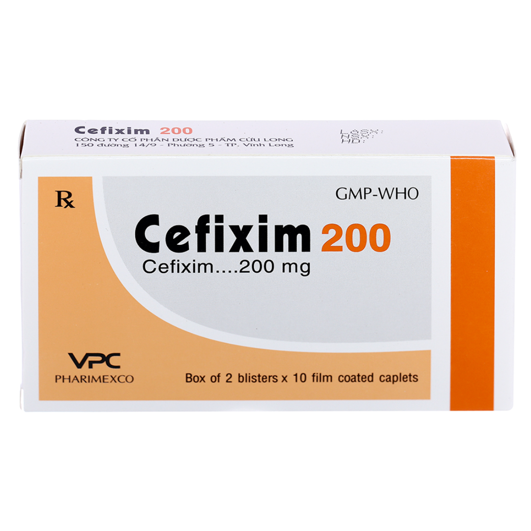 1271. Cefixim 200 - (Cefixim 200mg) - [Thùng 152 Hộp; Hộp 2 Vỉ; Vỉ 10 Viên] Cửu Long - Việt Nam