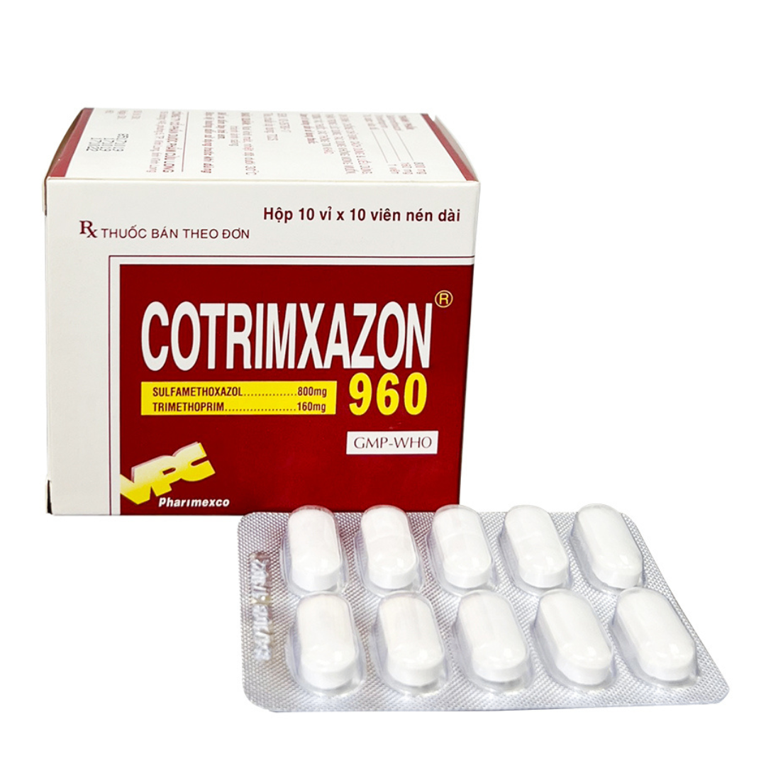 1277. Cotrimxazon 960 - (Sulfamethoxazol 800mg + Trimethoprim 160mg) - [Thùng 50 Hộp; Hộp 10 Vỉ; Vỉ 10 Viên] Cửu Long - Việt Nam