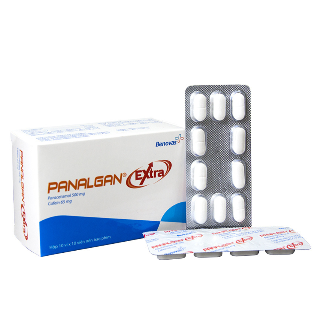 1286. Panalgan Extra - (Paracetamol 500mg + Cafein 65mg) - [Thùng 100 hộp; hộp 10 vỉ; vỉ 10 viên] Cửu Long - Việt Nam