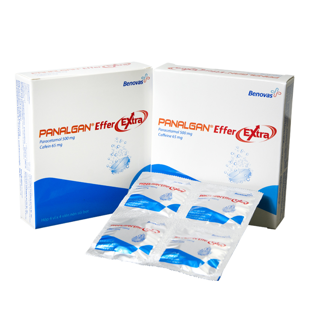 1292. Panalgan Effer Extra - (Paracetamol 500mg + Cafein 65mg) - [Thùng 100 hộp; hộp 4 vỉ; vỉ 4 viên] Cửu Long - Việt Nam