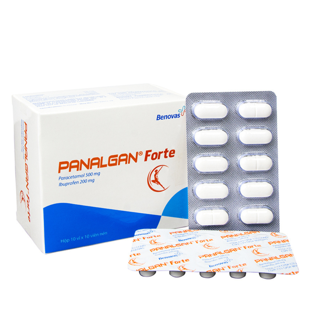 1293. Panalgan Forte - (Ibuprofen 200mg + Paracetamol 500mg) - [Thùng 100 hộp; hộp 10 vỉ; vỉ 10 viên] Cửu Long - Việt Nam
