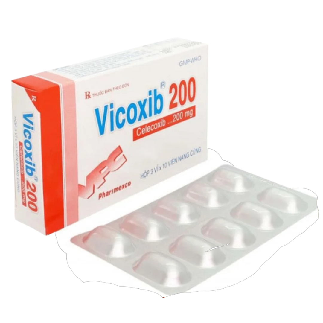 1297. Vicoxib 200 - (Celecoxcib 200mg) - [Thùng 96 Hộp; Hộp 3 Vỉ; Vỉ 10 Viên] Cửu Long - Việt Nam