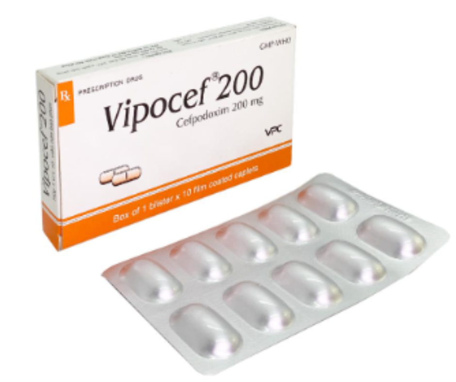 1299. Vipocef 200 - (Cefpodoxim 200mg) - [Thùng 119 vỉ; vỉ 1 hộp; hộp 10 viên] Cửu Long - Việt Nam