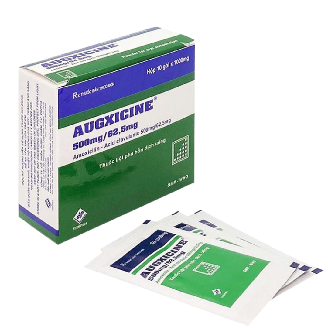 1321. Augxicine 500Mg/62,5Mg - (Amoxicilin 500mg + Acid clavulanic 62.5mg) - [Hôp 10 g; g 1 gói] Vidipha - Việt Nam