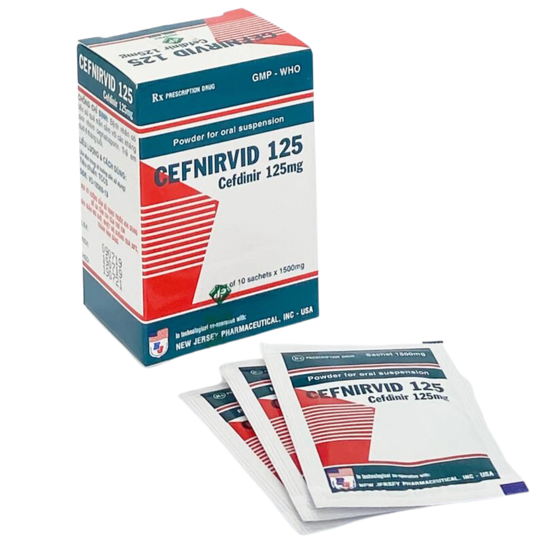1330. Cefnirvid 125 - (Cefdinir 125mg) - [Thùng 200 hộp; hộp 10 gói; gói 1.5 g] Vidipha - Việt Nam