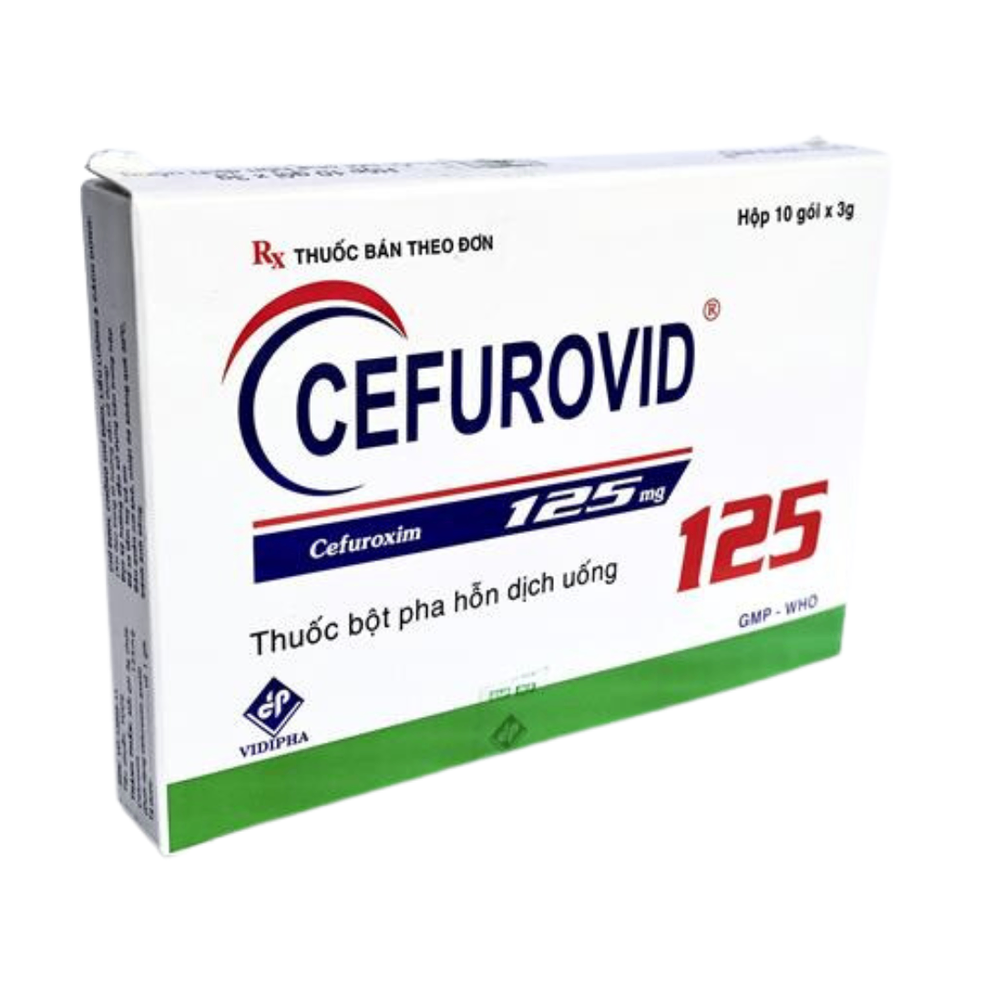 1332. Cefurovid 125 - (Cefuroxim 125mg) - [Thùng 160 Hộp; Hộp 10 Gói; Gói 3 G] Vidipha - Việt Nam