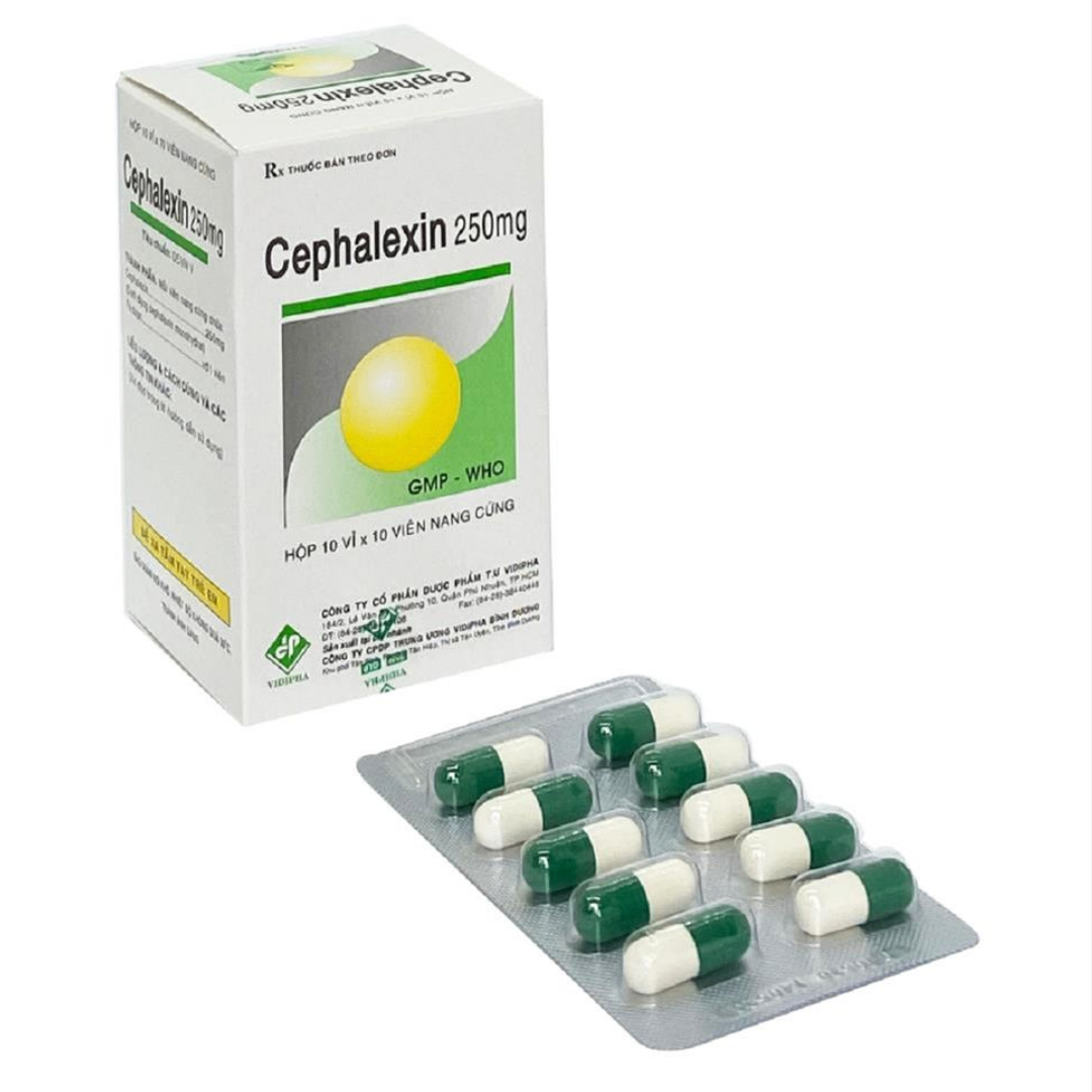1335. Cephalexin 250Mg - (Cefalexin 250mg) - [Thùng 100 Hộp; Hộp 10 Vỉ; Vỉ 10 Viên] Vidipha - Việt Nam