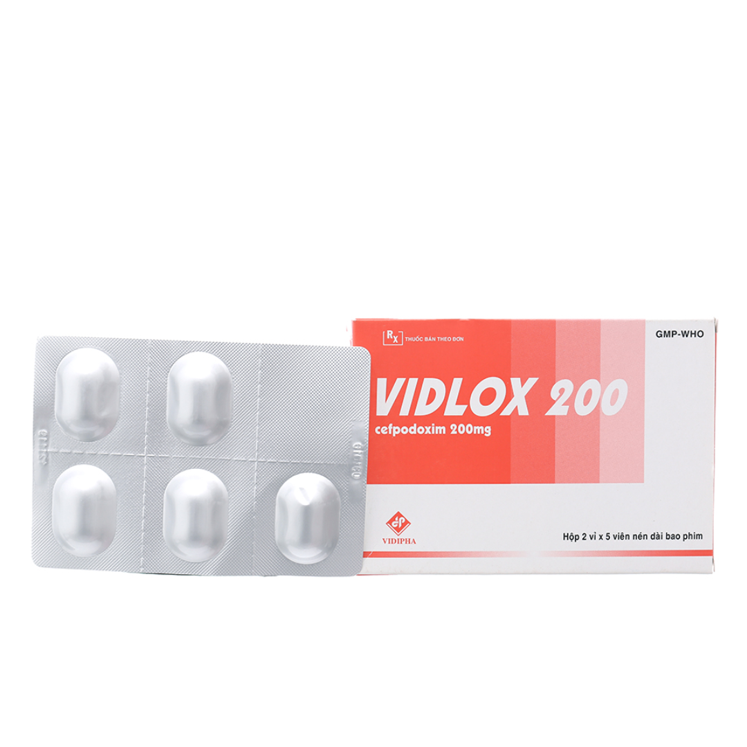 1370. Vidlox 200 - (Cefpodoxim 200mg) - [Thùng 150 hộp; hộp 2 vỉ; vỉ 5 viên] Vidipha - Việt Nam