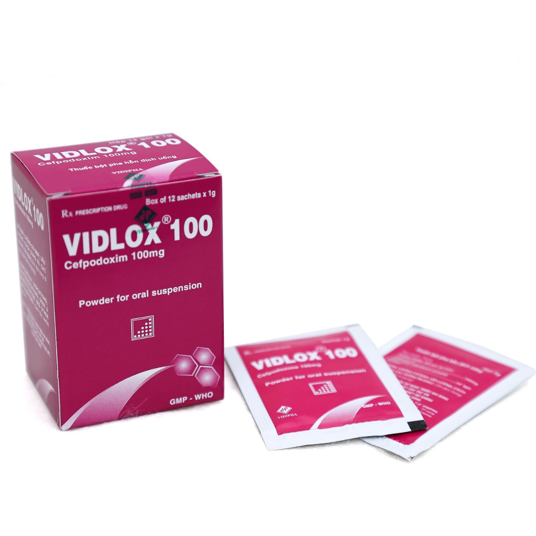 1371. Vidlox 100 - (Cefpodoxim 100mg) - [Thùng 210 Hộp; Hộp 12 G; G 1 Gói] Vidipha - Việt Nam