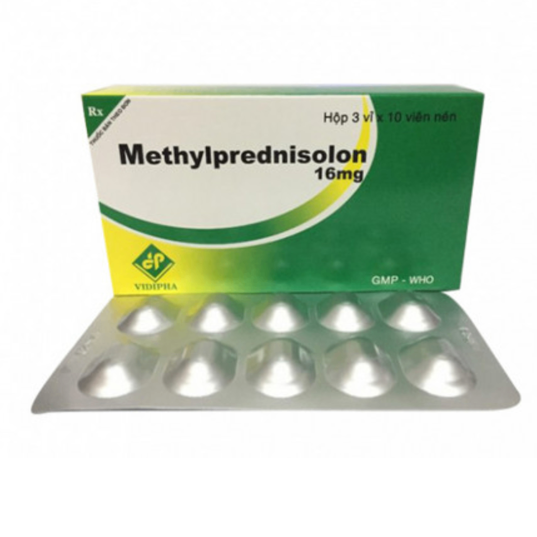 1352. Methylprednisolon 16Mg - (Methyl prednisolon 16mg) - [Thùng 225 hộp; hộp 3 vỉ; vỉ 10 viên] Vidipha - Việt Nam