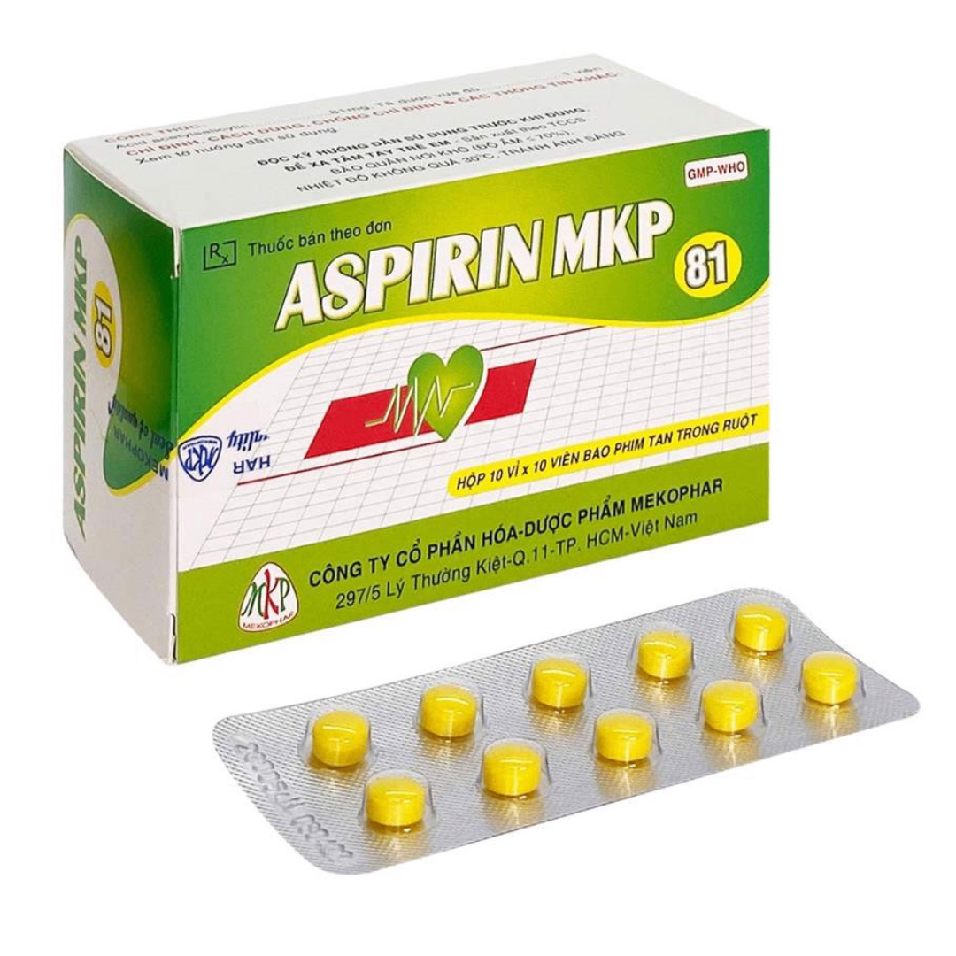 1379. Aspirin 81 Vbf - (Aspirin 81mg) - [Thùng 72 Hộp; Hộp 10 Vỉ; Vỉ 10 Viên] Mekophar - Việt Nam