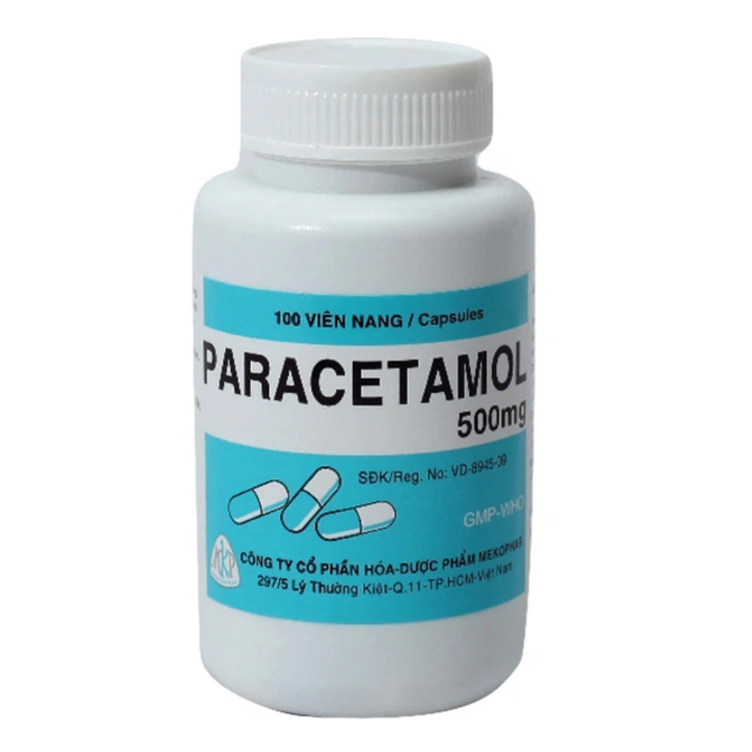 1381. Paracetamol 500Mg - (Paracetamol 500mg) - [Thùng 84 chai; chai 100 viên] Mekophar - Việt Nam