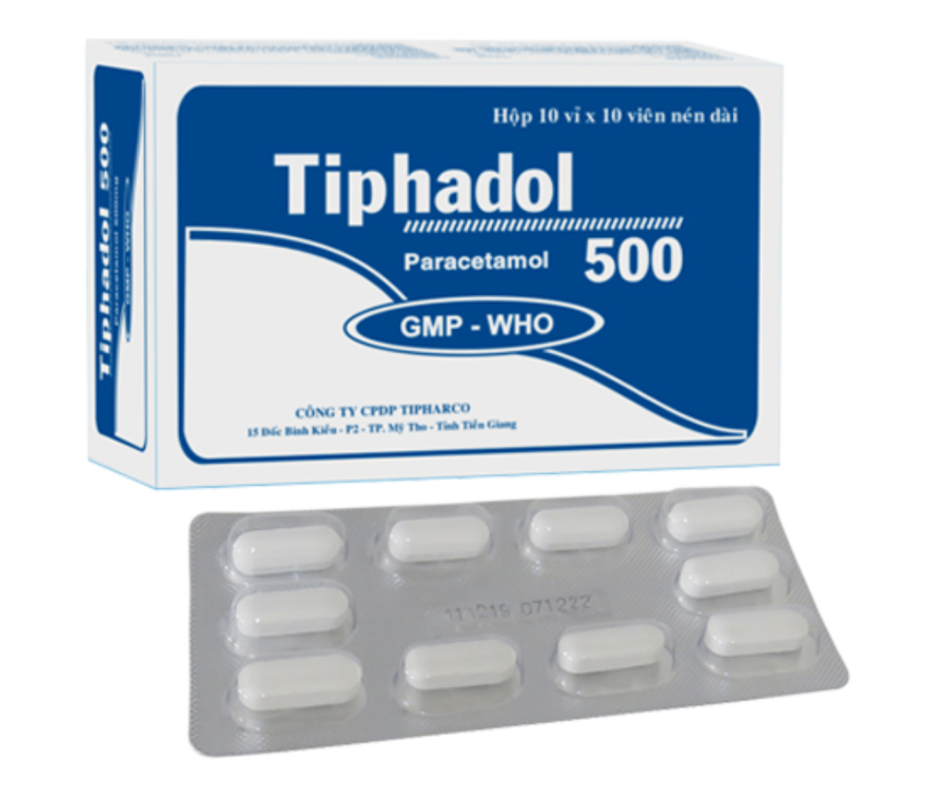1384. Tiphadol 500 - (Paracetamol 500mg) - [Thùng 96 Hộp; Hộp 10 Vỉ; Vỉ 10 Viên] Tipharco - Việt Nam
