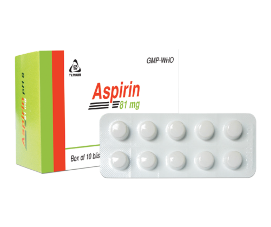 1394. Aspirin 81Mg V/10,H/100 - (Aspirin 81mg) - [Thùng 126 Hộp; Hộp 10 Vỉ; Vỉ 10 Viên] Trà Vinh - Việt Nam