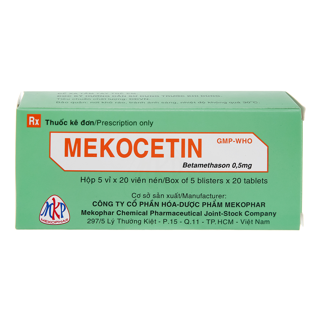 1399. Mekocetin - (Betamethason 0.5mg) - [Thùng 160 Hộp; Hộp 5 Vỉ; Vỉ 20 Viên] Mekophar - Việt Nam