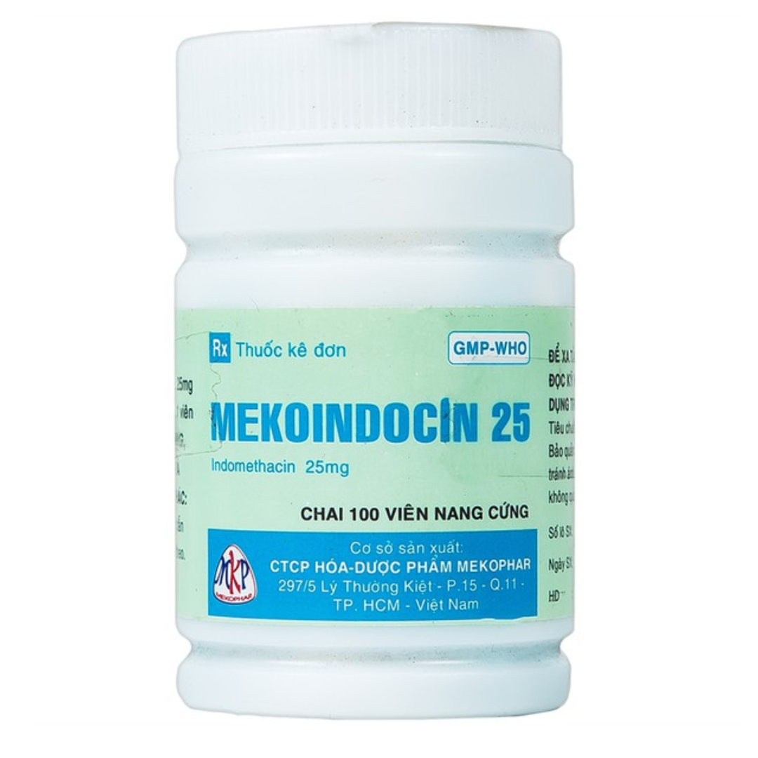 1401. Mekoindocin 25 - (Indomethacin 25mg) - [Thùng 168 chai; chai 100 viên] Mekophar - Việt Nam