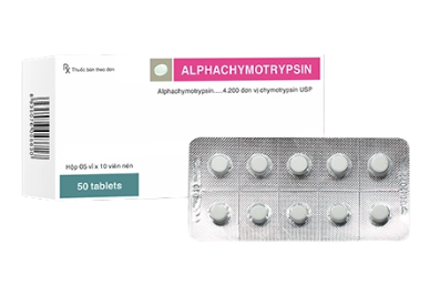 1411. Alphachymotrypsin - (Alphachymotrypsin 4.2mg) - [Thùng 192 Hộp; Hộp 5 Vỉ; Vỉ 10 Viên] Trà Vinh - Việt Nam