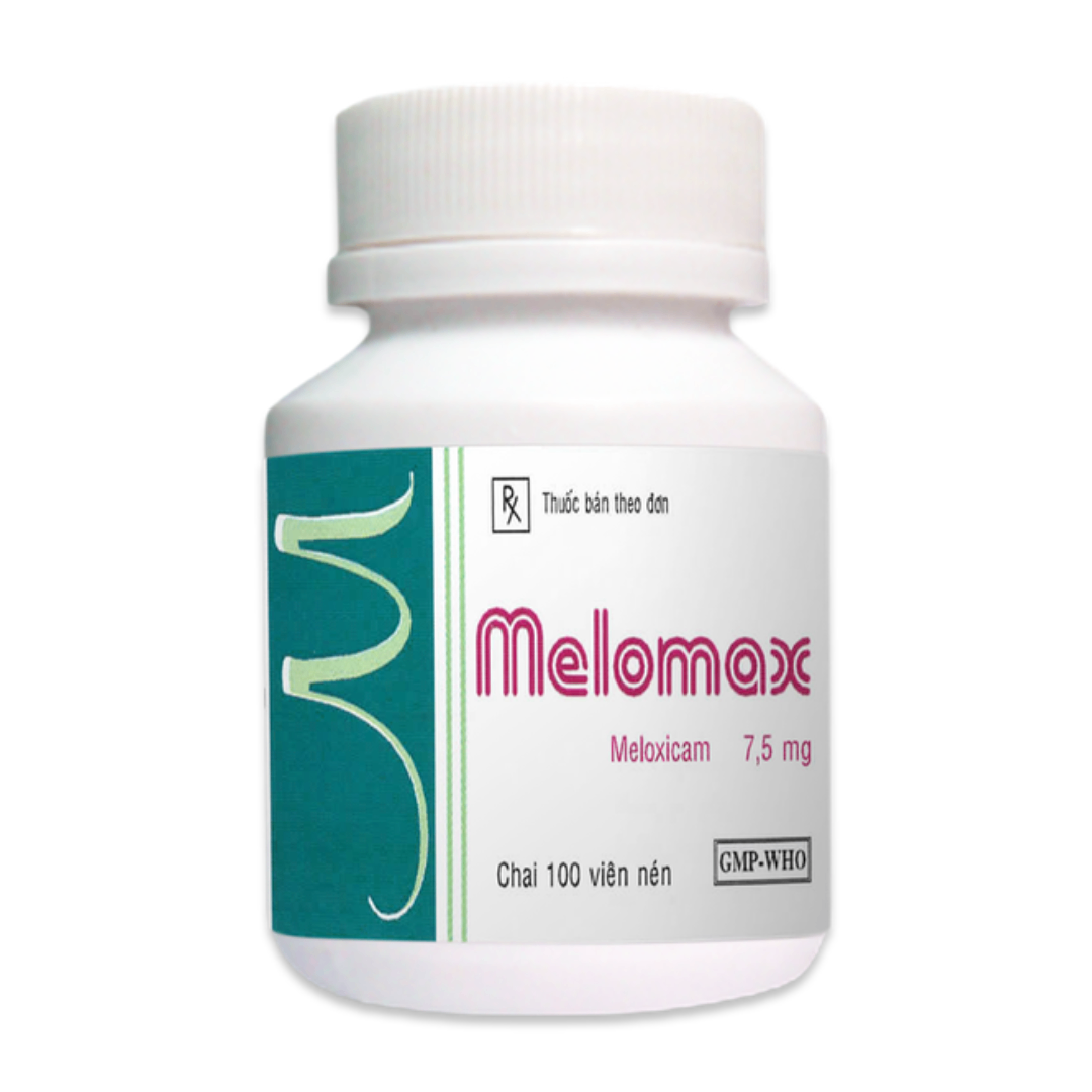 1413. Melomax - (Meloxicam 7.5mg) - [Thùng 135 Chai; Chai 100 Viên] Trà Vinh - Việt Nam