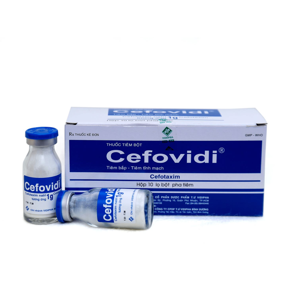 1447. Cefovidi - (Cefotaxim 1g) - [Thùng 48 Hộp; Hộp 10 Lọ; Lọ 1 G] Vidipha - Việt Nam