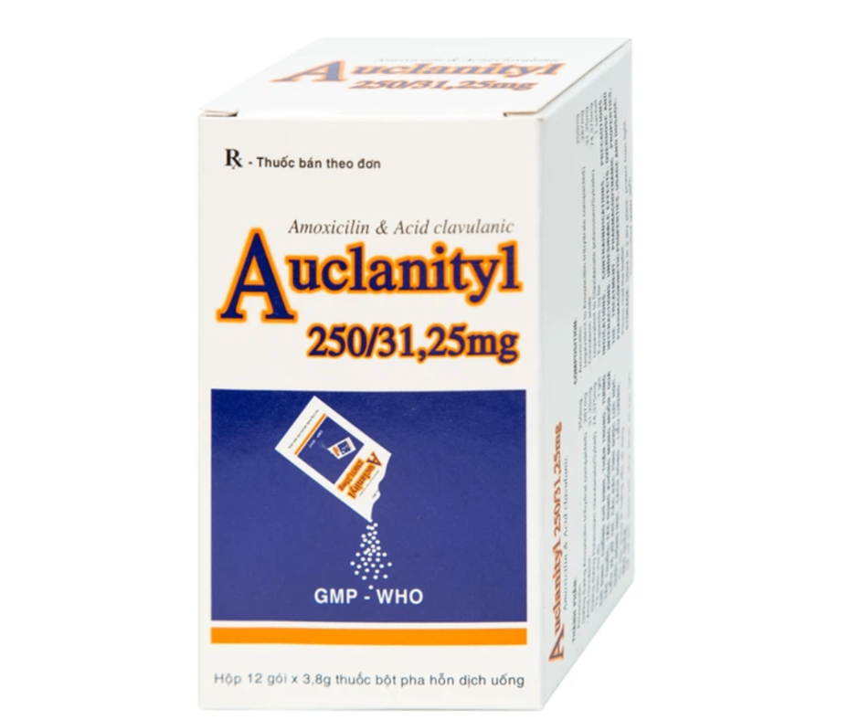 1452. Auclanityl 250/31,25Mg - (Amoxicilin 250mg + Acid clavulanic 31.25mg) - [Thùng 192 hộp; hộp 12 gói; gói 3.8 g] Tipharco - Việt Nam