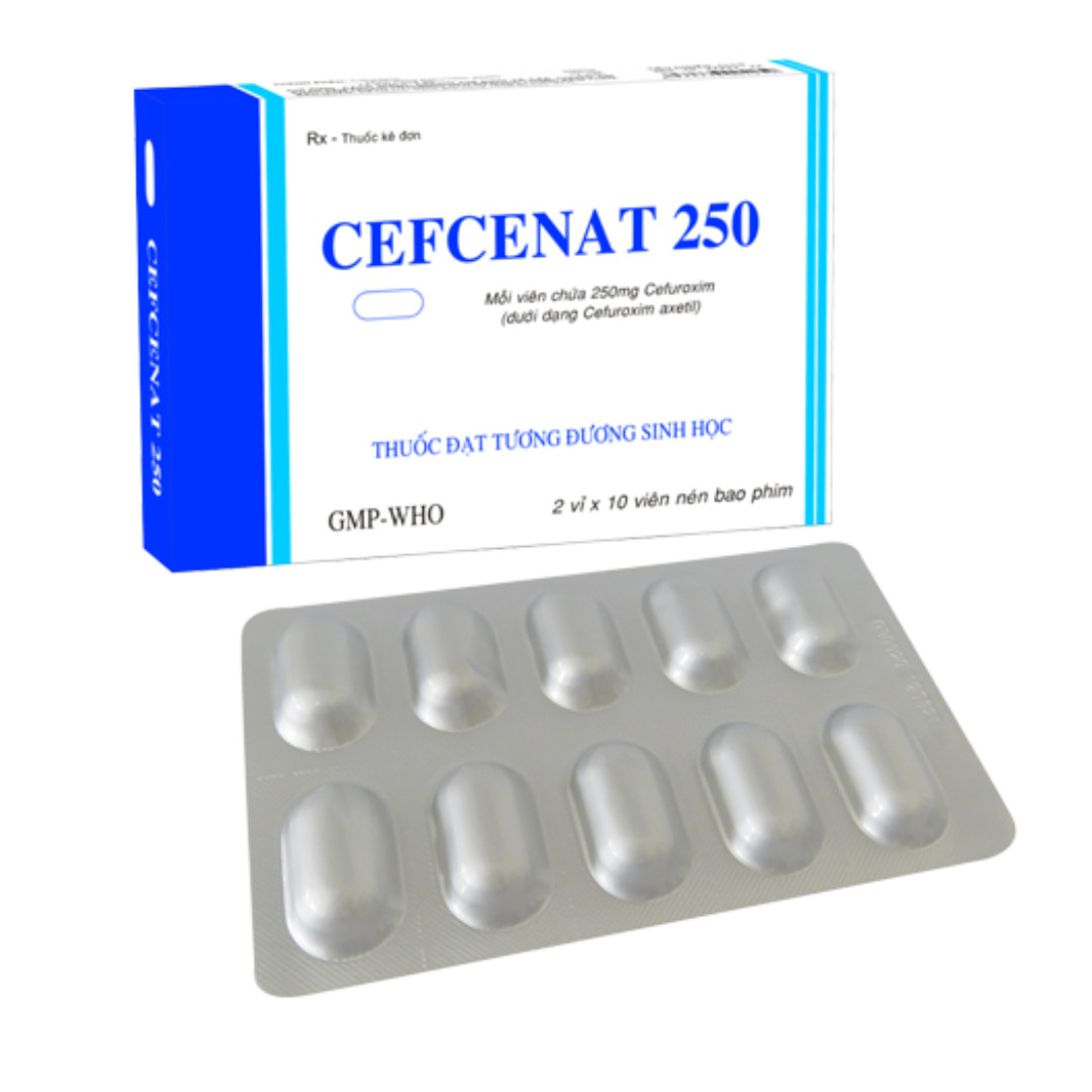 1458. Cefcenat 250Mg - (Cefuroxim 250mg) - [Thùng 156 Hộp; Hộp 2 Vỉ; Vỉ 10 Viên] Tipharco - Việt Nam