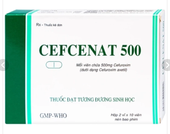 1460. Cefcenat 500Mg - (Cefuroxim 500mg) - [Thùng 156 hộp; hộp 2 vỉ; vỉ 10 viên] Tipharco - Việt Nam