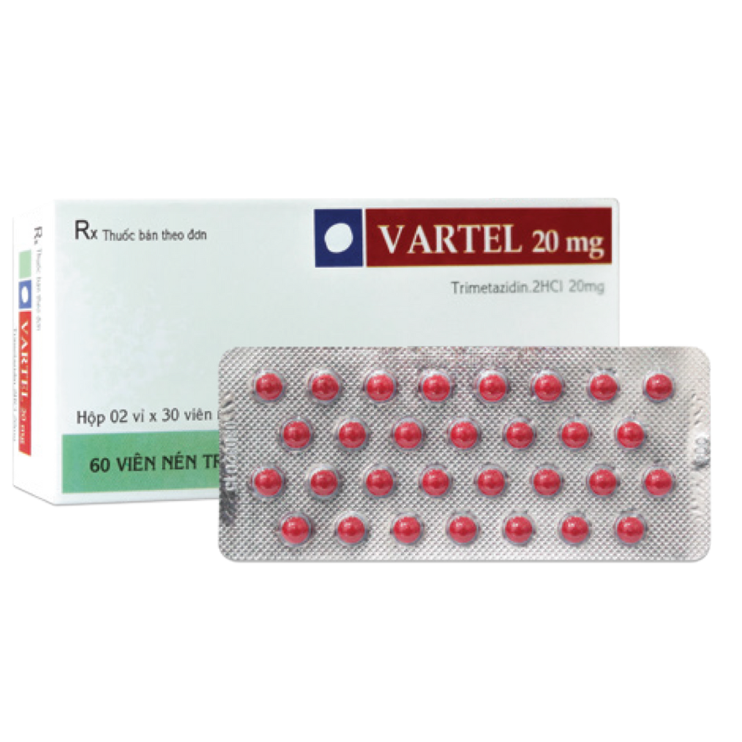 1505. Vartel - (Trimetazidine 20mg) - [Thùng 90 Hộp; Hộp 2 Vỉ; Vỉ 30 Viên] Trà Vinh - Việt Nam
