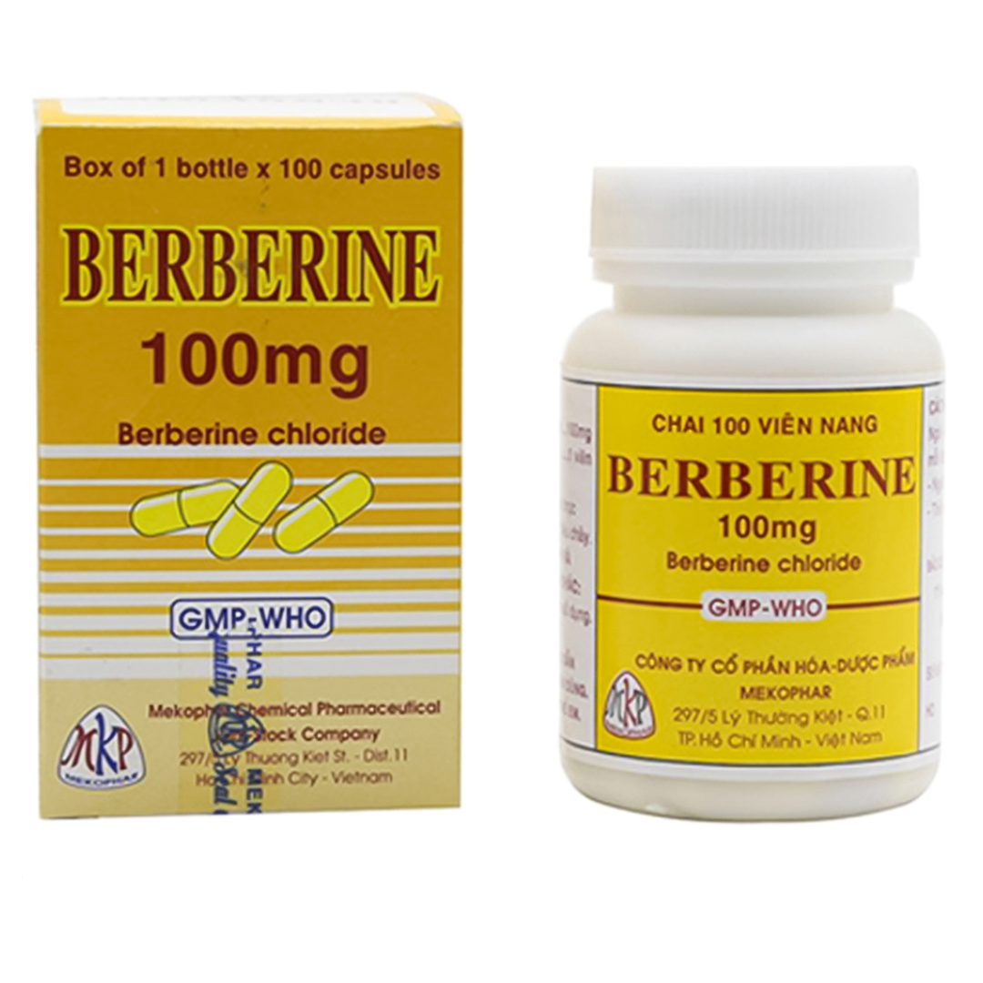 1521. Berberin 100 Vna - (Berberin clorid 100mg) - [Thùng 96 Chai; Chai 100 Viên] Mekophar - Việt Nam