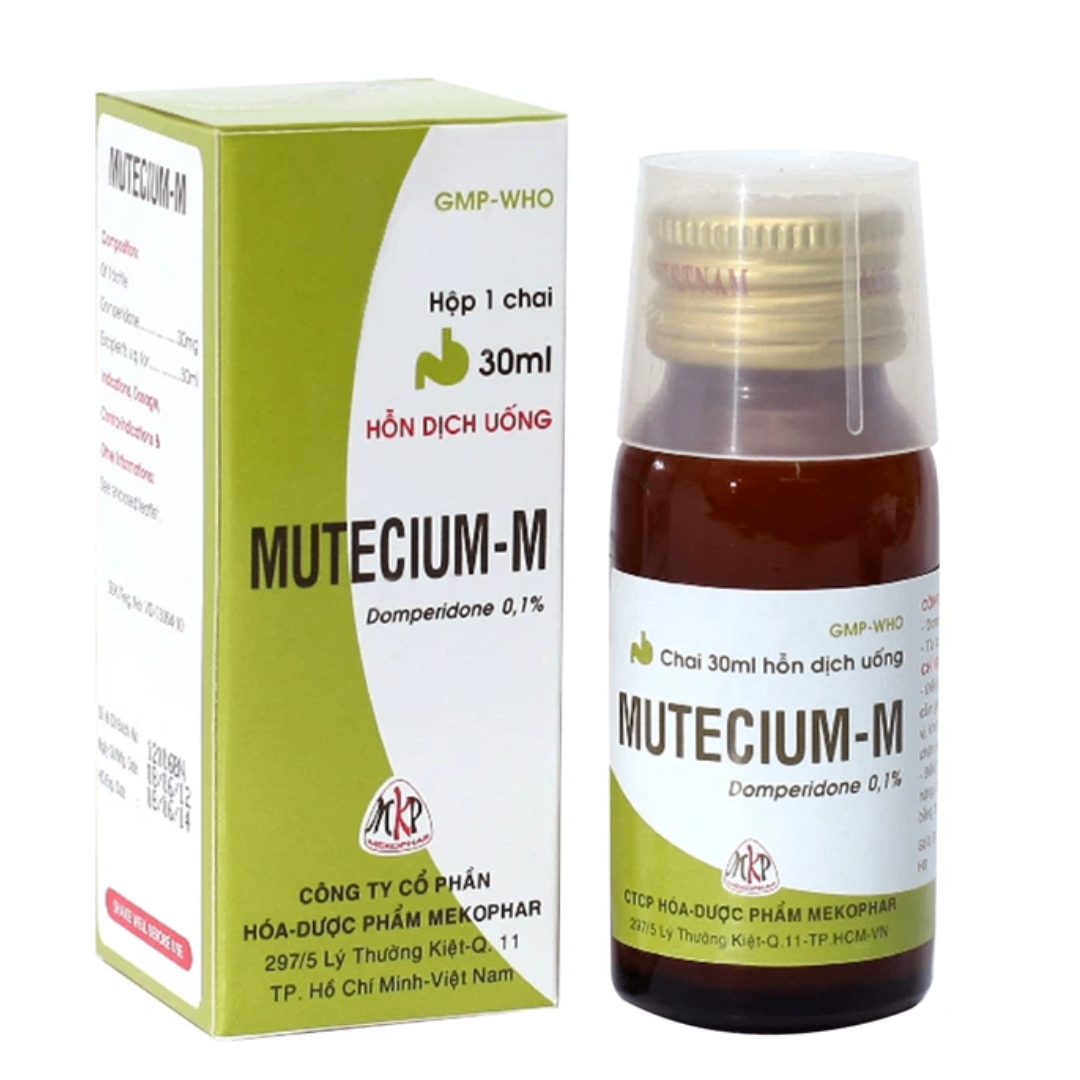 1524. Mutecium-M Hỗn Dịch - (Domperidon 10mg) - [Thùng 96 chai; chai 1 hộp; hộp 100 ml] Mekophar - Việt Nam