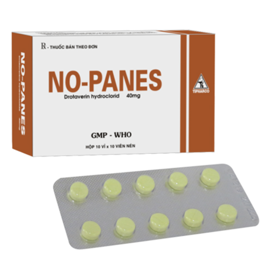 1526. No-Panes - (Drotaverine 40mg) - [Thùng 270 Hộp; Hộp 10 Vỉ; Vỉ 10 Viên] Tipharco - Việt Nam