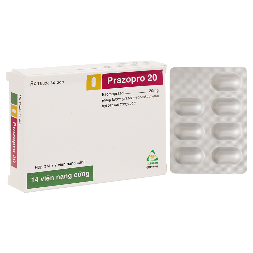 1529. Prazopro 20Mg V7,H/14 - (Esomeprazol 20mg) - [Thùng 122 Hộp; Hộp 2 Vỉ; Vỉ 7 Viên] Trà Vinh - Việt Nam