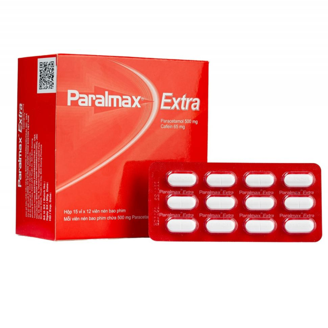 1581. Paralmax Extra - (Paracetamol 500mg + Cafein 65mg) - [Thùng 36 hộp; hộp 15 vỉ; vỉ 12 viên] Bostonpharma - Việt Nam