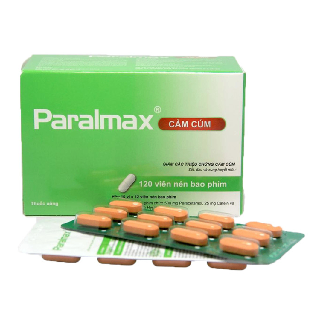 1584. Paralmax Cảm Cúm - (Paracetamol 500mg + Cafein Phenylephrin Hydroclorid 25mg) - [Thùng 60 Hộp; Hộp 10 Vỉ; Vỉ 12 Viên] Bostonpharma - Việt Nam