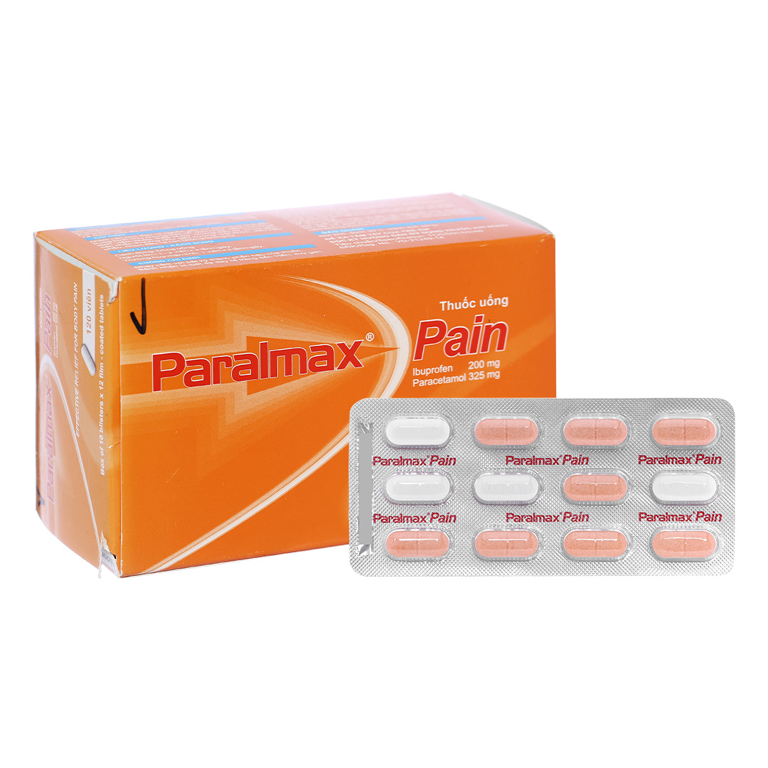 1586. Paralmax Pain - (Paracetamol 325mg + Ibuprofen 200mg) - [Thùng 80 hộp; hộp 10 vỉ; vỉ 12 viên] Bostonpharma - Việt Nam
