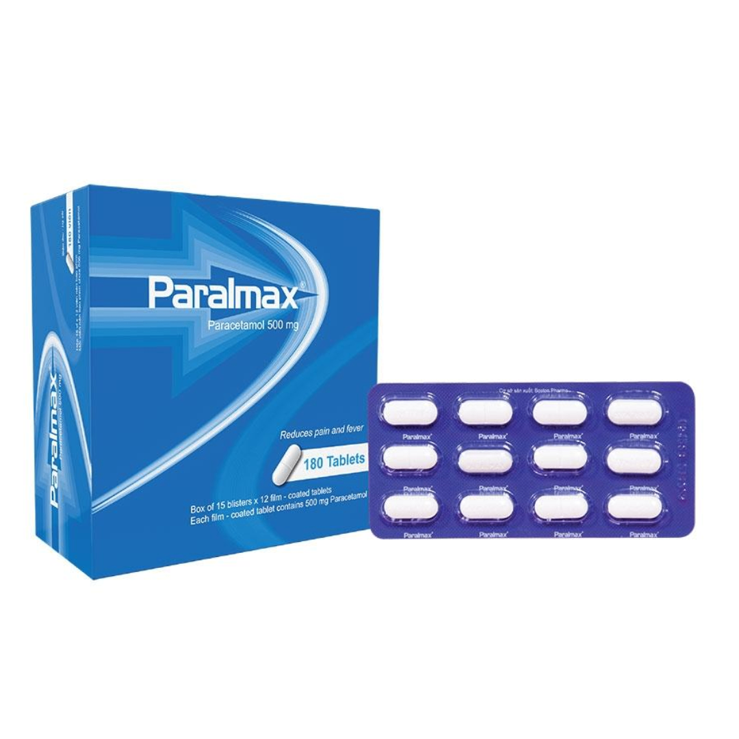 1587. Paralmax - (Paracetamol 500mg) - [Thùng 36 Hộp; Hộp 15 Vỉ; Vỉ 12 Viên] Bostonpharma - Việt Nam
