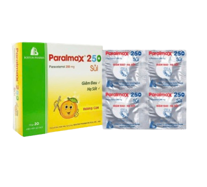 1594. Paralmax 250 Sủi - (Paracetamol 250mg) - [Thùng 60 Hộp; Hộp 5 Vỉ; Vỉ 4 Viên] Bostonpharma - Việt Nam
