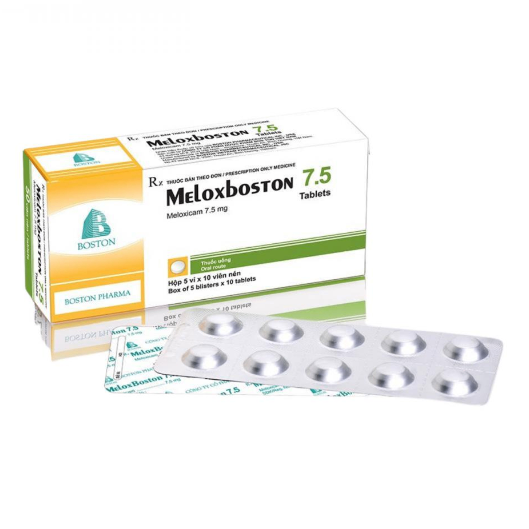1601. Melox-Boston 7.5 - (Meloxicam 7.5mg) - [Thùng 105 Hộp; Hộp 10 Vỉ; Vỉ 10 Viên] Bostonpharma - Việt Nam