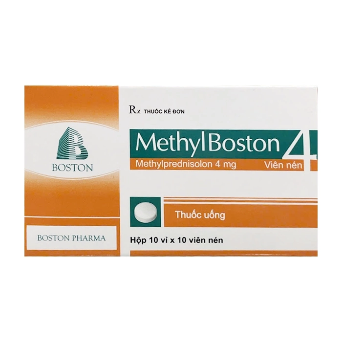 1639. Methylboston 4 - (Methylprednisolon 4mg) - [Thùng 120 Hộp; Hộp 10 Vỉ; Vỉ 10 Viên] Bostonpharma - Việt Nam