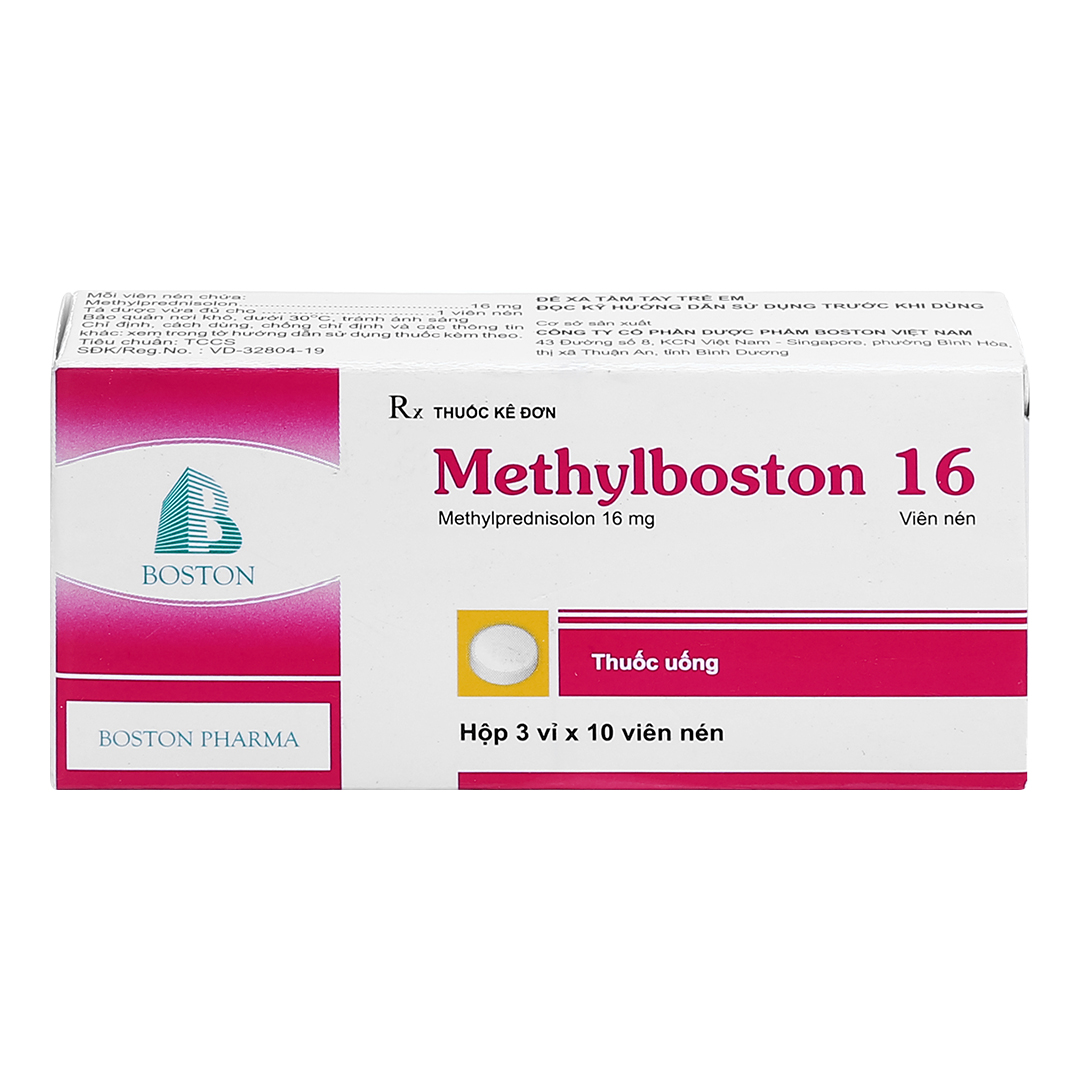 1640. Methylboston 16 - (Methylprednisolon 16mg) - [Thùng 420 Hộp; Hộp 3 Vỉ; Vỉ 10 Viên] Bostonpharma - Việt Nam
