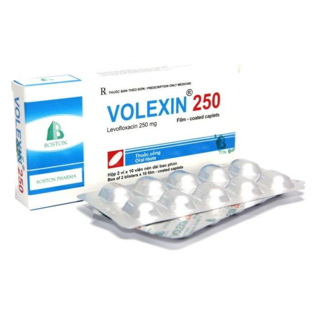 1717. Volexin 250 - (Levofloxacin 250mg) - [Thùng 200 Hộp; Hộp 2 Vỉ; Vỉ 10 Viên] Bostonpharma - Việt Nam