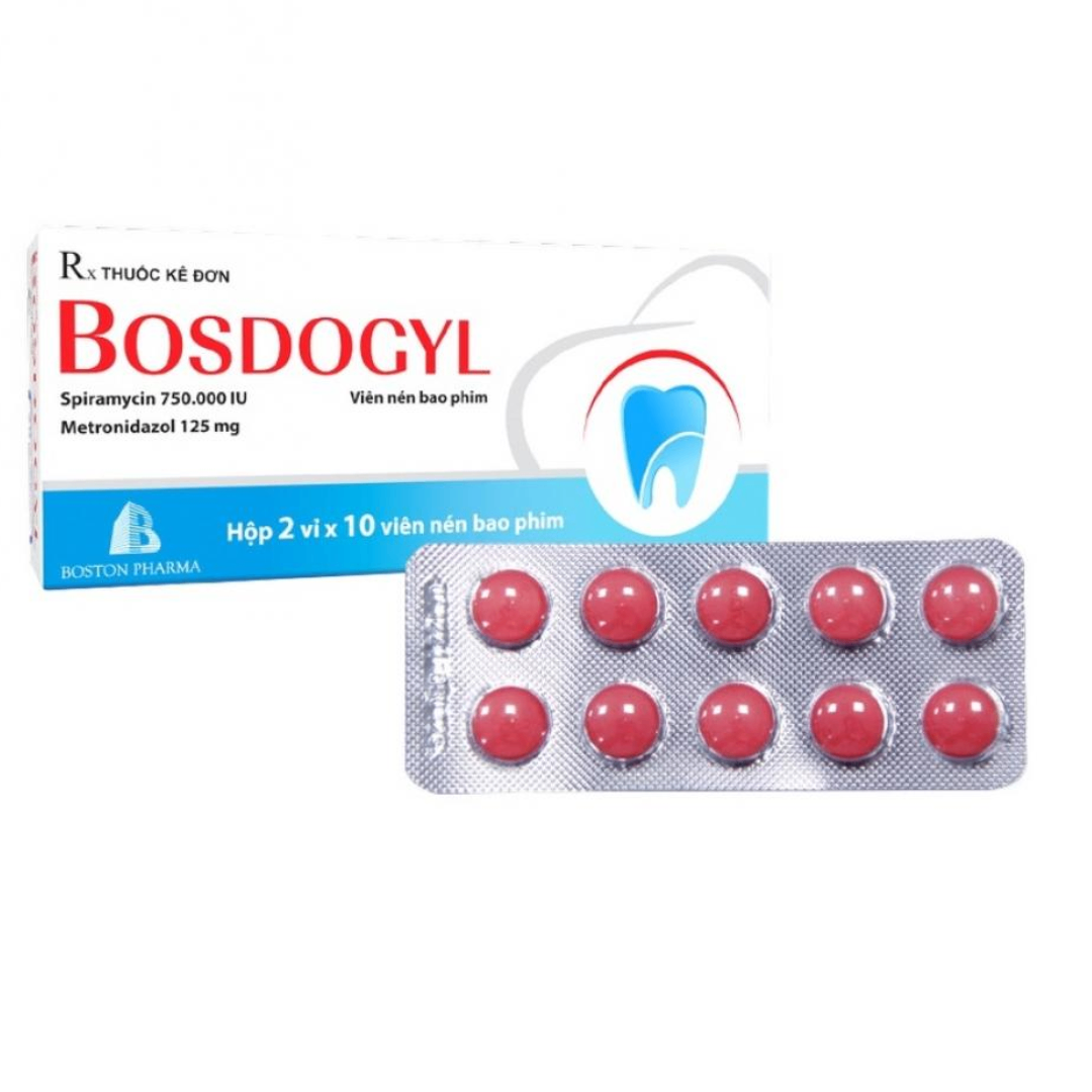 1720. Bosdogyl - (Spiramycin 750.000IU + Metronidazol 125mg) - [Thùng 225 Hộp; Hộp 2 Vỉ; Vỉ 10 Viên] Bostonpharma - Việt Nam