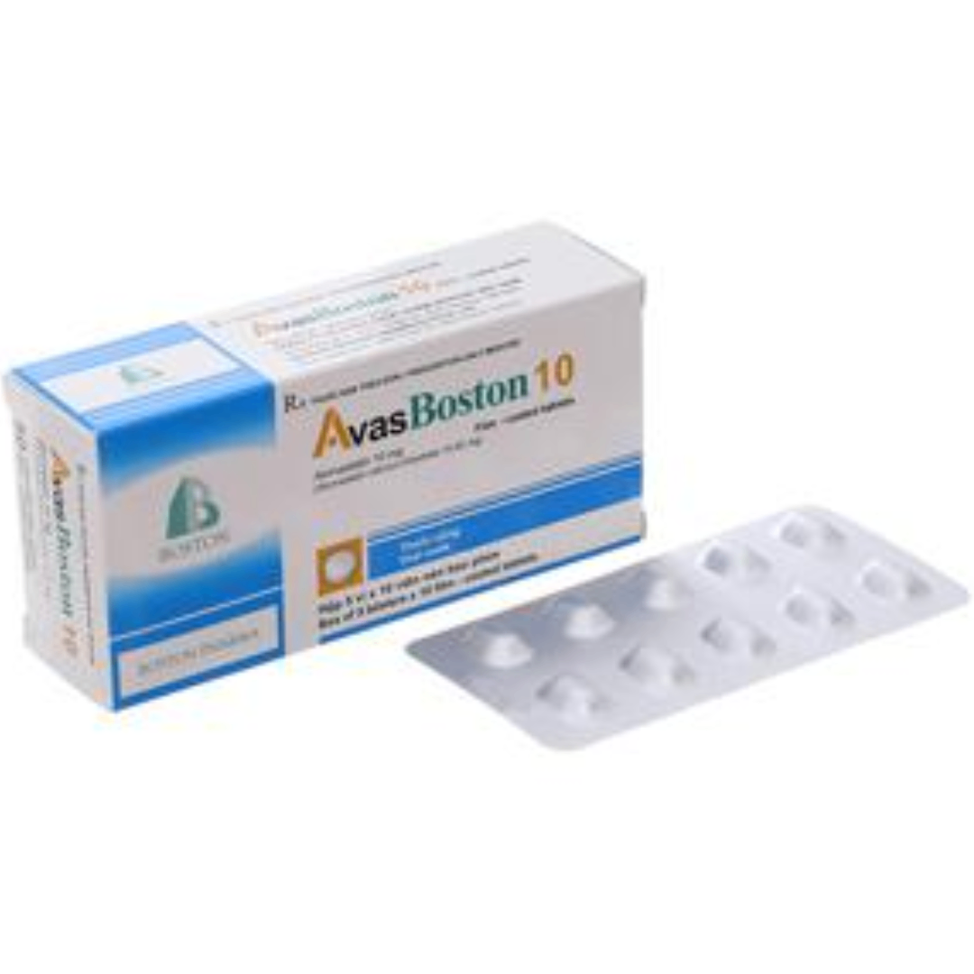 1655. Avasboston 10 - (Atorvastatin 10mg) - [Thùng 108 hộp; hộp 5 vỉ; vỉ 10 viên] Bostonpharma - Việt Nam