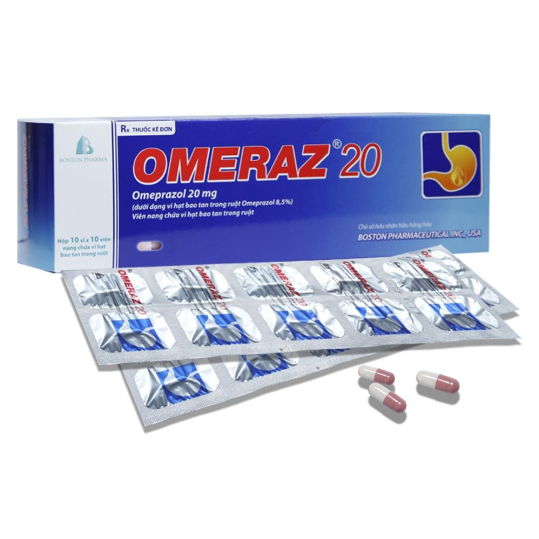 1616. Omeraz 20 - (Omeprazol 20mg) - [Thùng 20 Hộp; Hộp 10 Vỉ; Vỉ 10 Viên] Bostonpharma - Việt Nam