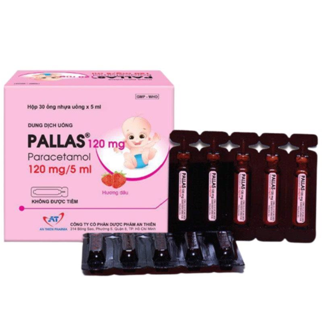 1851. Pallas 120Mg - (Paracetamol 120mg/5ml) - [Thùng 84 Hộp; Hộp 30 ống; ống 5 Ml] An Thiên - Việt Nam