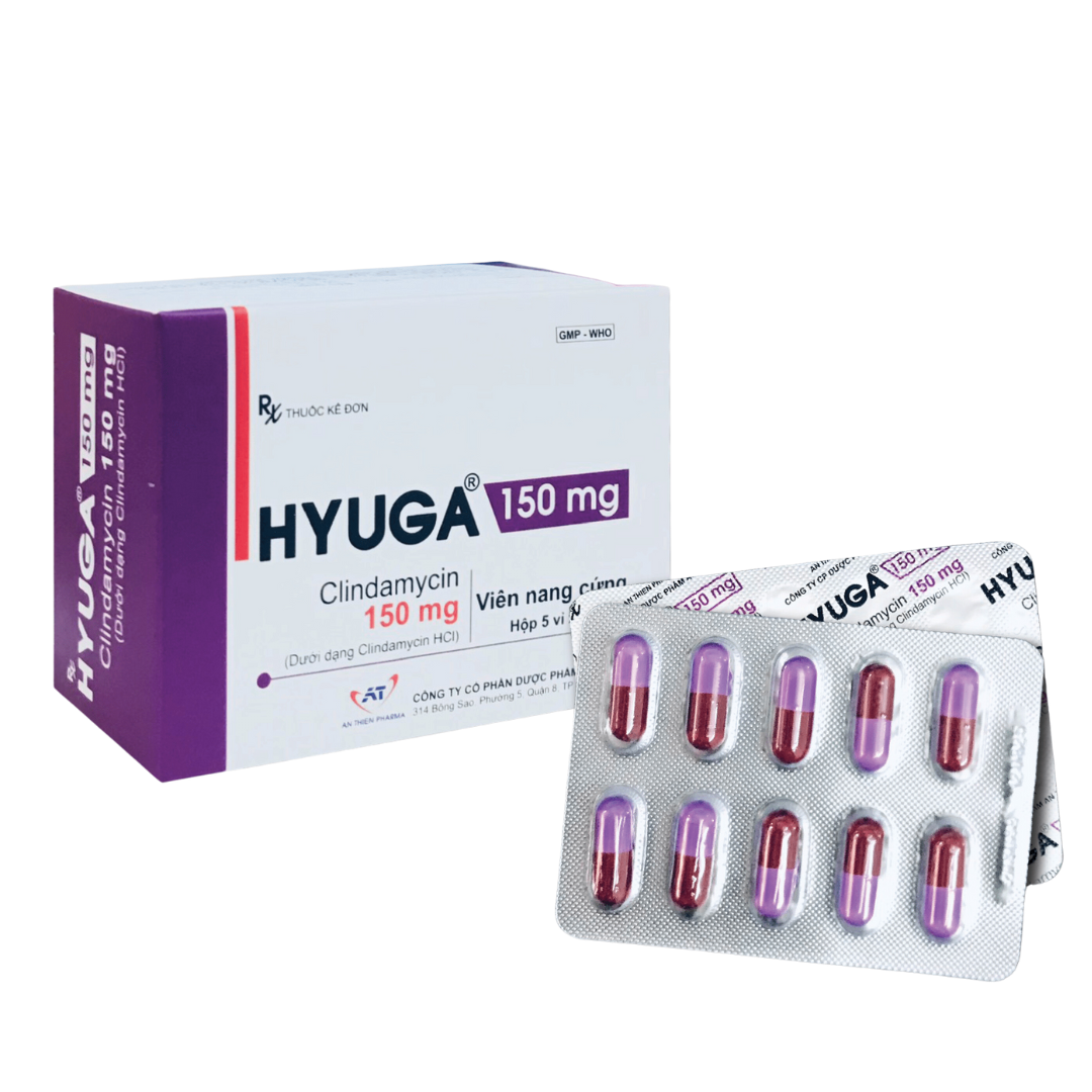 1867. Hyuga 150Mg - (Clindamycin 150mg) - [Thùng 208 Hộp; Hộp 5 Vỉ; Vỉ 10 Viên] An Thiên - Việt Nam