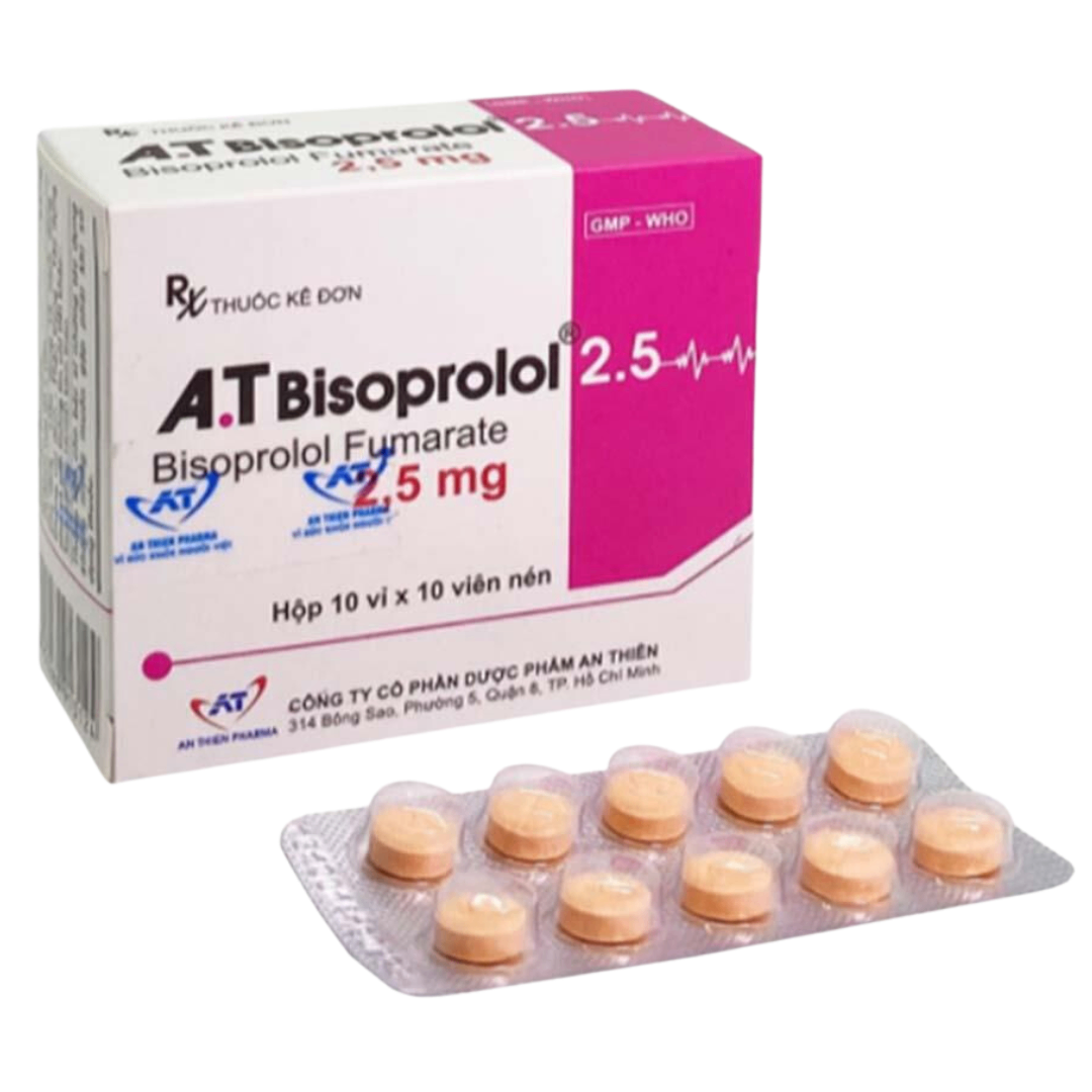 1819. A.t Bisoprolol 2.5 - (Bisoprolol fumarat 2.5mg) - [Thùng 150 hộp; hộp 10 vỉ; vỉ 10 viên] An Thiên - Việt Nam