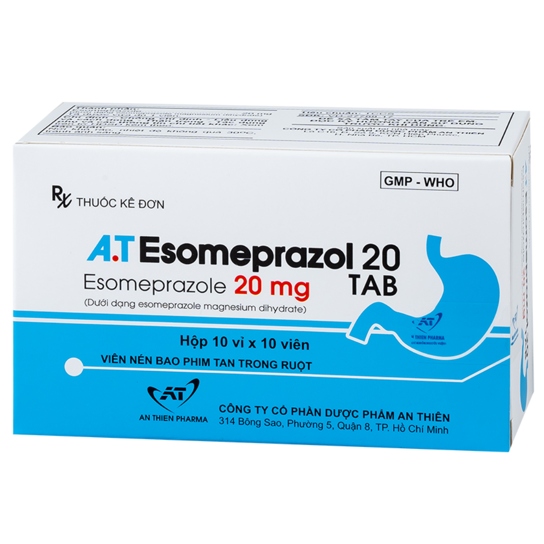 1787. A.t Esomeprazol 20 Tab - (Esomeprazol 20mg) - [Thùng 96 Hộp; Hộp 10 Vỉ; Vỉ 10 Viên] An Thiên - Việt Nam