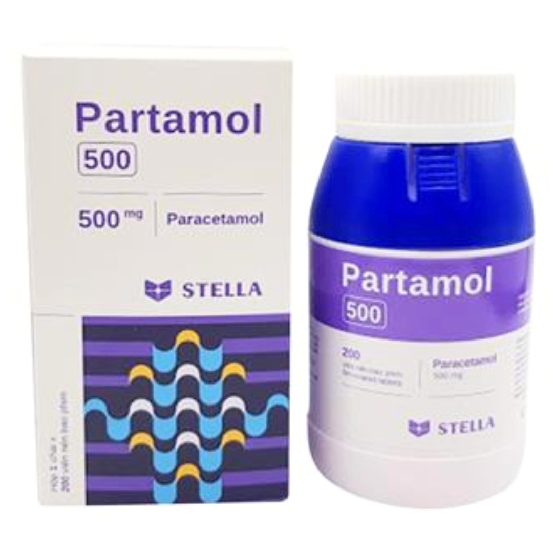 1995. Partamol 500 - (Paracetamol 500mg) - [Thùng 70 Chai; Chai 200 Viên] Stella - Việt Nam