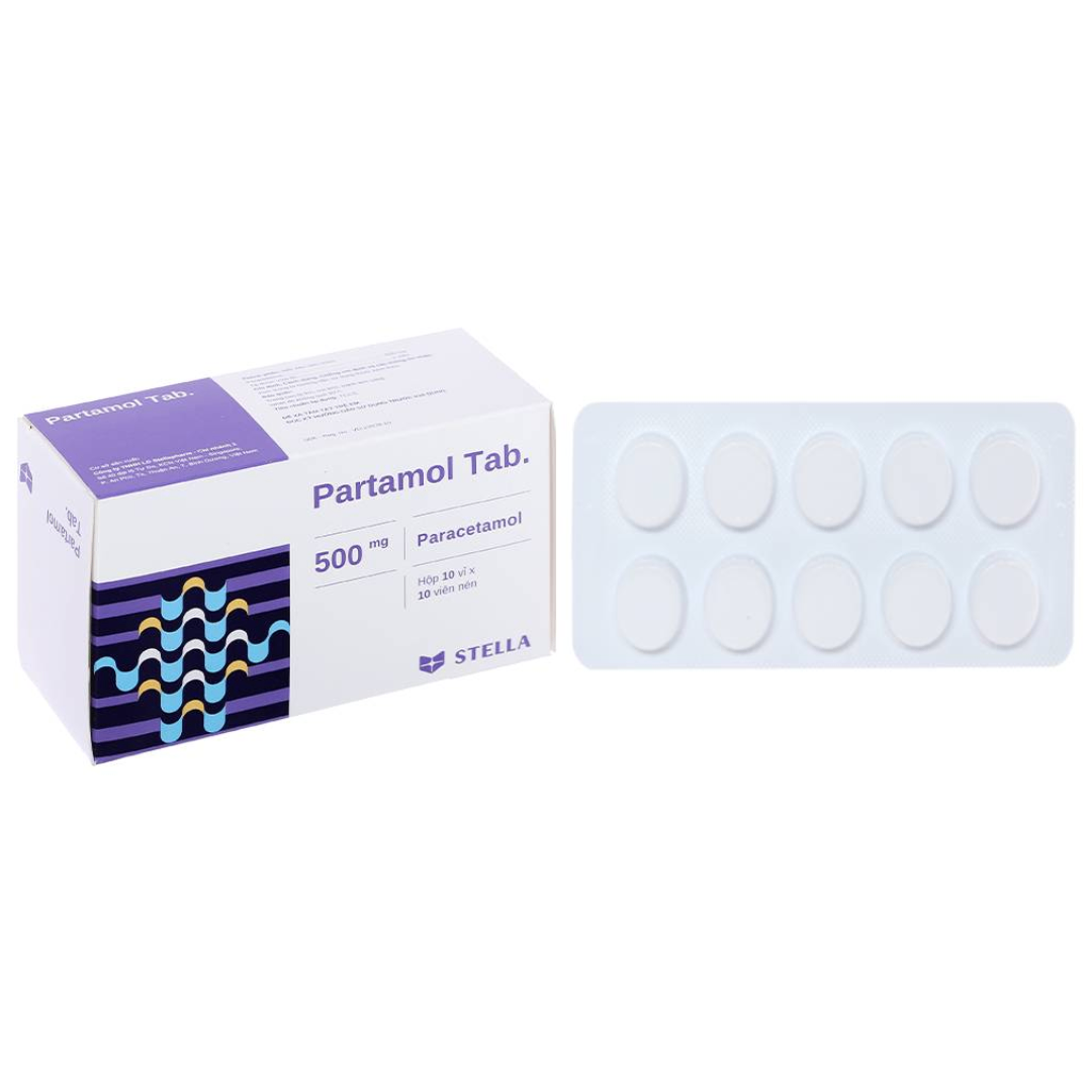 1998. Partamol Tab. - (Paracetamol 500mg) - [Thùng 100 Hộp; Hộp 10 Vỉ; Vỉ 10 Viên] Stella - Việt Nam